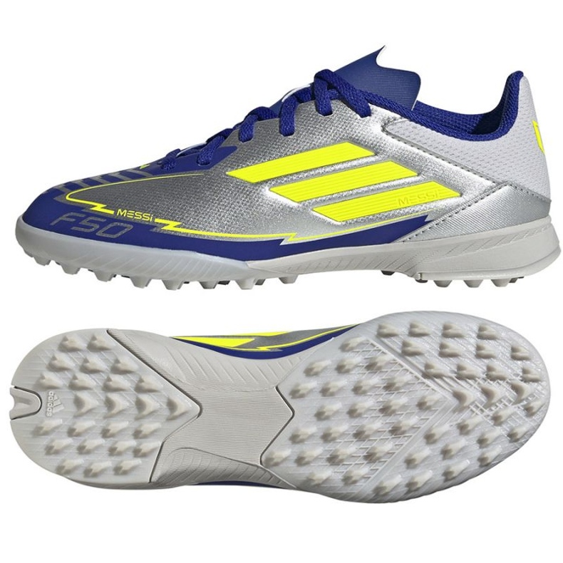 Adidas f50 liga messi tf ih0925 srebrno plave cipele srebro