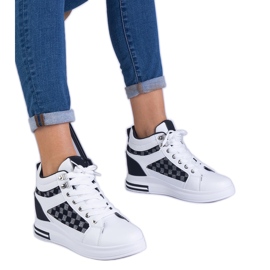 Ženske bijele tenisice na skrivenom klinu crna