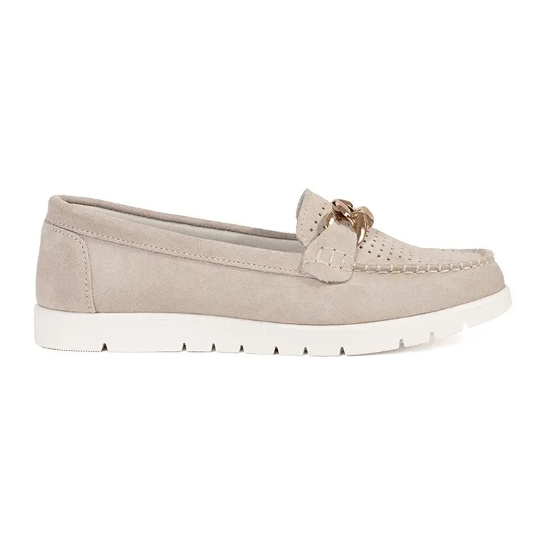 Goodin Bež kožni loaferi s lancem na platformi