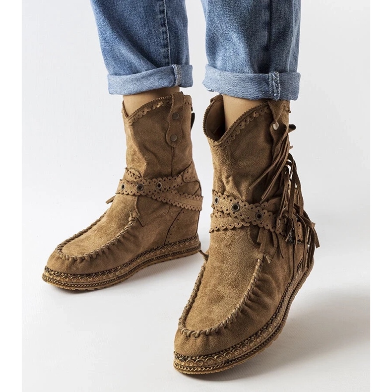 D/CEO Tamno smeđe čizme na klin iz Teodate smeđa