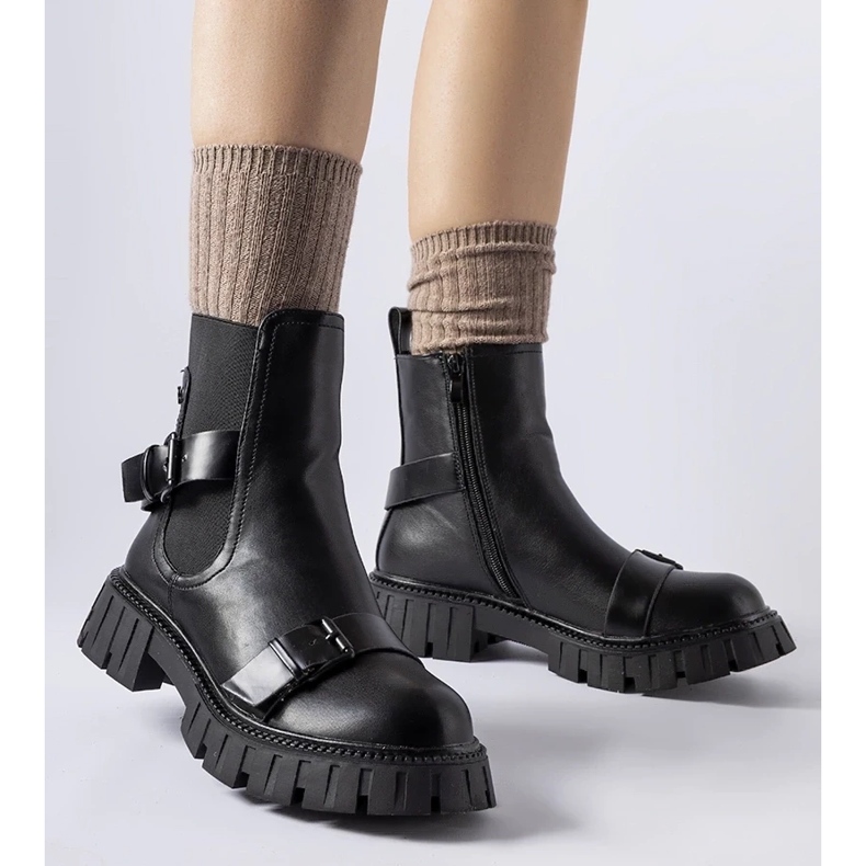 D/CEO Crne gležnjače s masivnim Fontarine potplatom crno