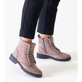 D/CEO Smeđe radničke čizme od eko brušene kože na Barosa platformi smeđa