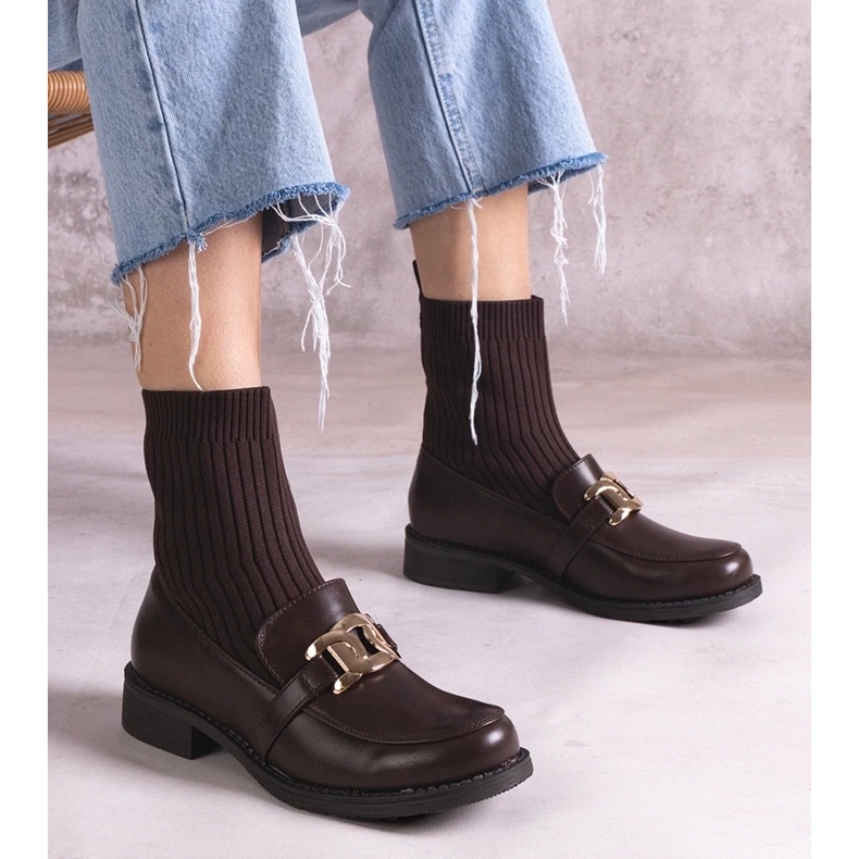 D/CEO Krisa smeđe čizme s gornjim dijelom od tkanine smeđa