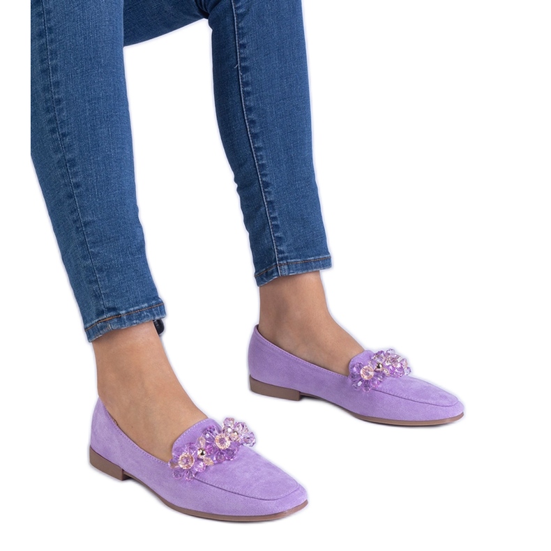 Violet Eco -Sholar Moccasins s kristalima ljubičasta