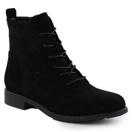 S.Barski Ženske otvorene čizme Black Suede S. Barski HY51-136 crna