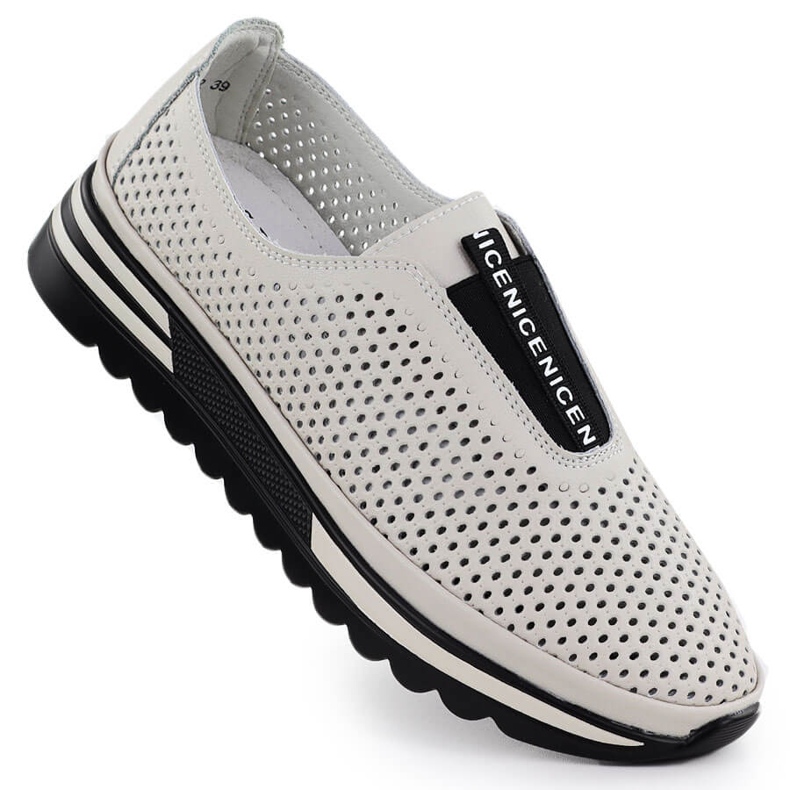 S.Barski Ženske kožne cipele, Openwork Beige S. Barski LR51-672 bež