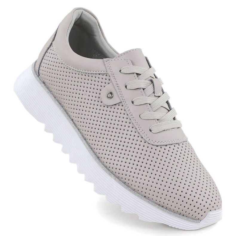 S.Barski Ženske kožne cipele na otvorenoj platformi Beige S. Barski LR51-629 bež