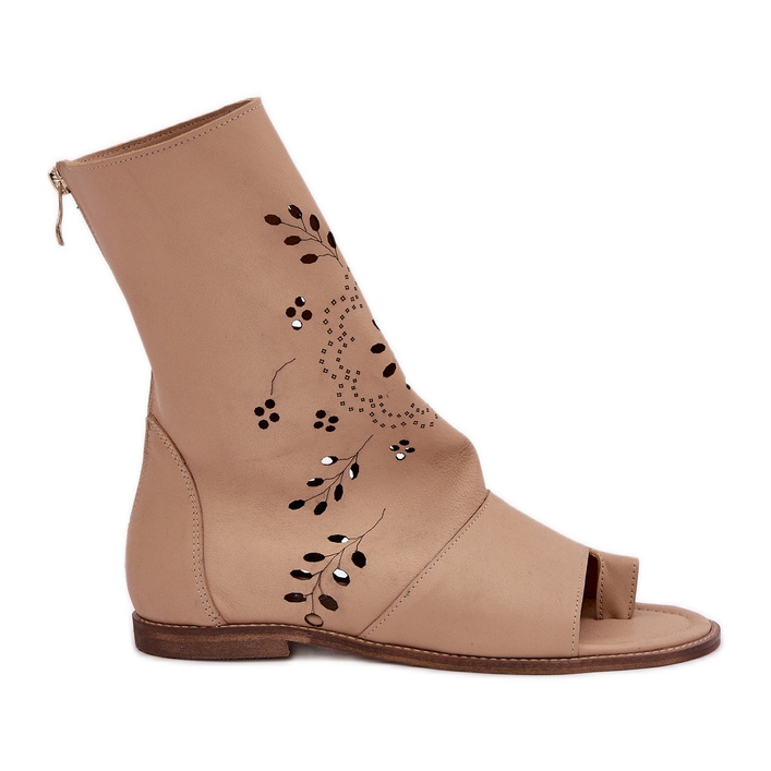 Zazoo 3437 kožne sandale s bež gornjim gornjim dijelom