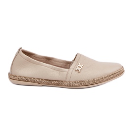 Elegantna kožna espadrille ženski zazoo 10177 bež