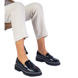 Crni lakirani natikači ukrašeni cirkonima crna