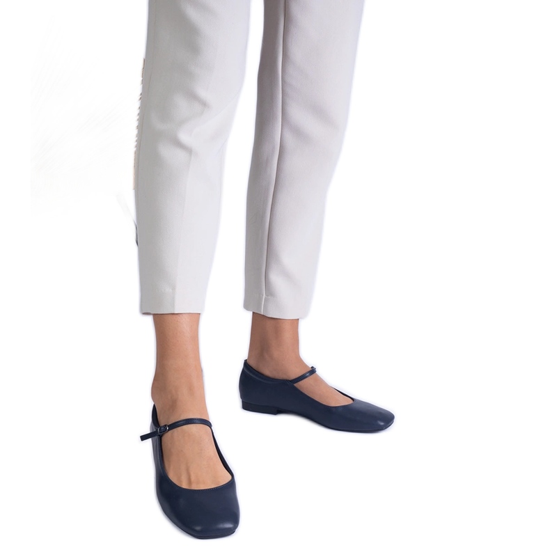 Mornarički klasični eko -leather balerinas plava
