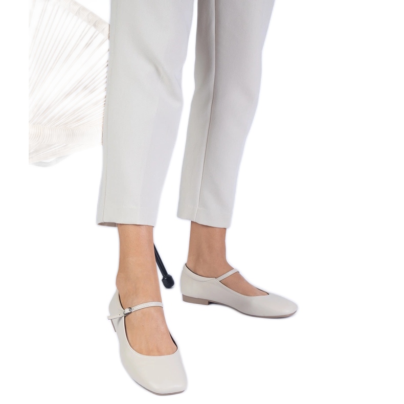 Beige Classic Eco -leather balerine bež