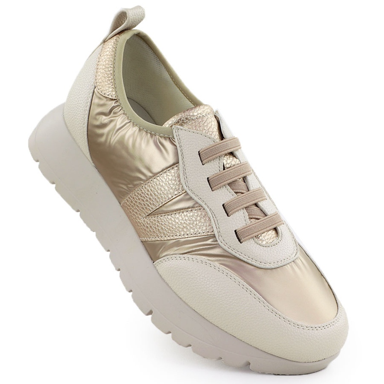 Ženske metalne sportske cipele Beige Golden Vinceza 58510 zlatna