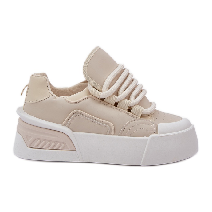 Ženske tenisice s gustim čipkama na platformi bež