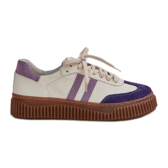 ZAZOO N1068S6 Kožne tenisice s niskim ženama na platformi White bijela