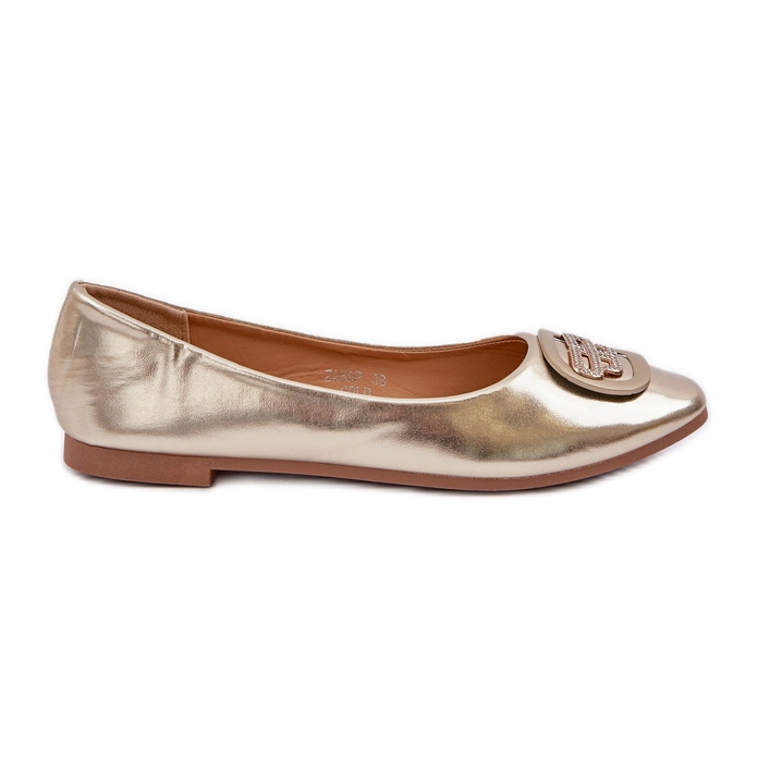 Balerine na ravnom potplatu sa zlatnim ukrasom zlatna