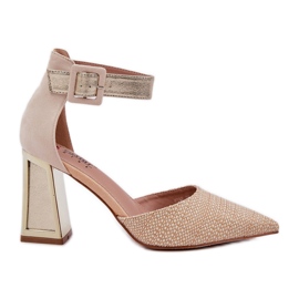 Sandale na stanici s šiljastim nožnim prstima zlato zlatni