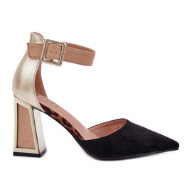 Sandale na stupu s šiljastim nožnim prstima crne crna