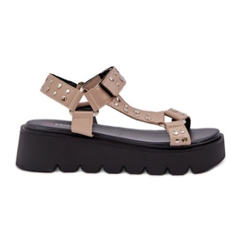 Ukrašene sandale na bež platformi