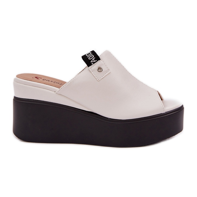 Papuče na platformi i klin ekološke kože bijela