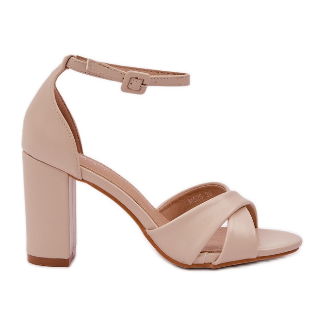 Sandale na barskoj peti s eko kožom bež