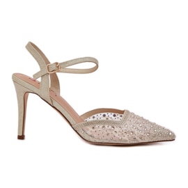 Ukrašene potpetice otvorenom zlatnom petom zlatni