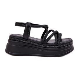 Sandale na ogromnoj platformi s crnim prugama crna