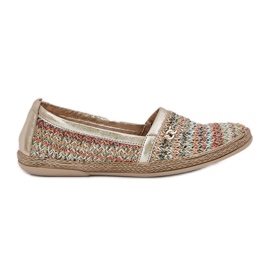 Elegantna kožna espadrilles sa Zazoo 10178 multikolorska pletenica zlatni
