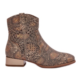 Jezzi Otvorene čizme s niskim udjelom -ukrašene zlatnim uzorkom životinjskog uzorka