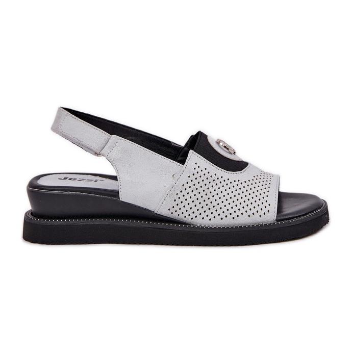 Jezzi Ženske sandale na srebrnom klinu s ukrasom srebro