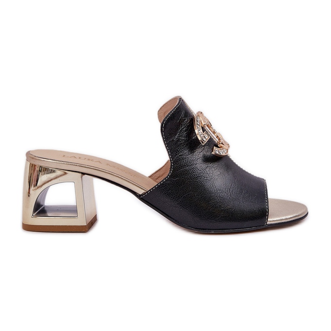 Elegantne kožne potpetice Laura Messi 2875 Crna i zlata crno