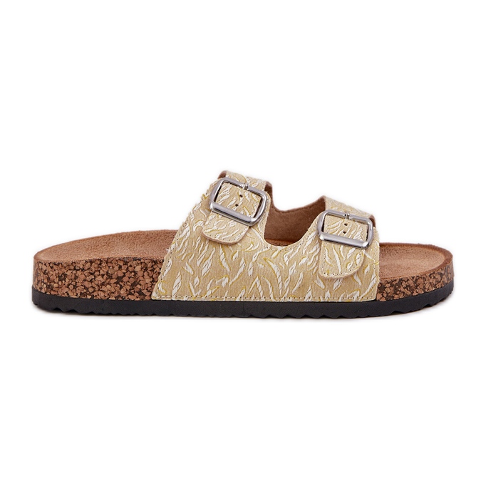 Materijal lepršavi na plutasti potplat s kopčama žutim žuta boja