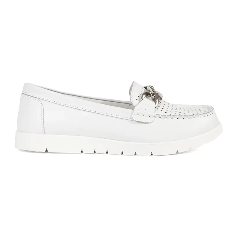 Goodin Kožne bijele natikače s lancem na platformi bijela