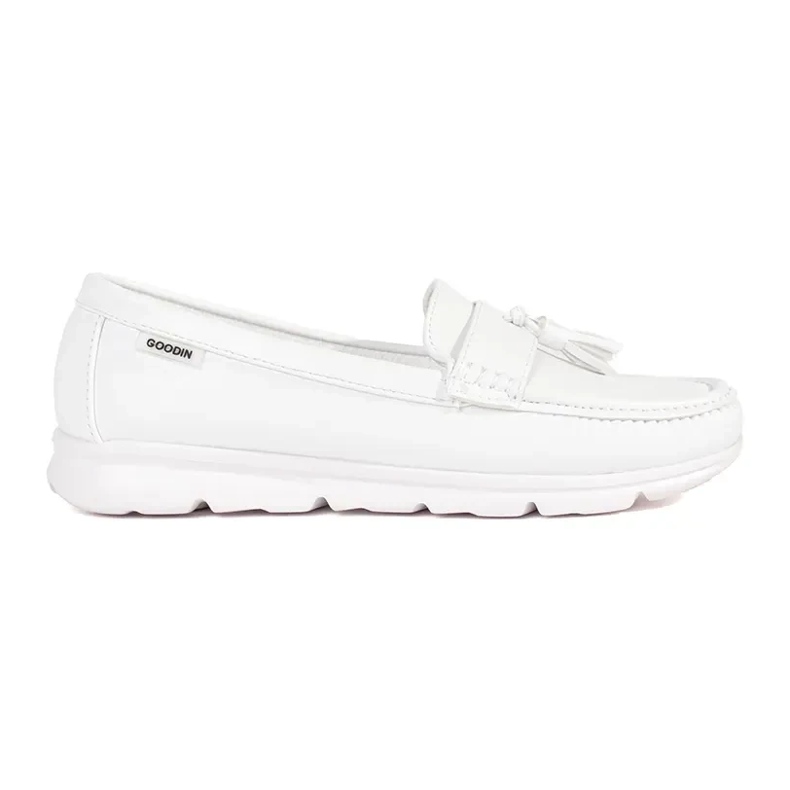 Goodin Bijeli natikači s rubovima na niskom klinu bijela