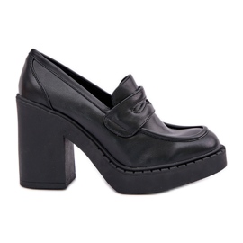 Pumpe na masivnom stupu s eko kožom crnom crna