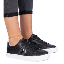 Crne tenisice s motivom za životinje ukrašene sjajnim crna