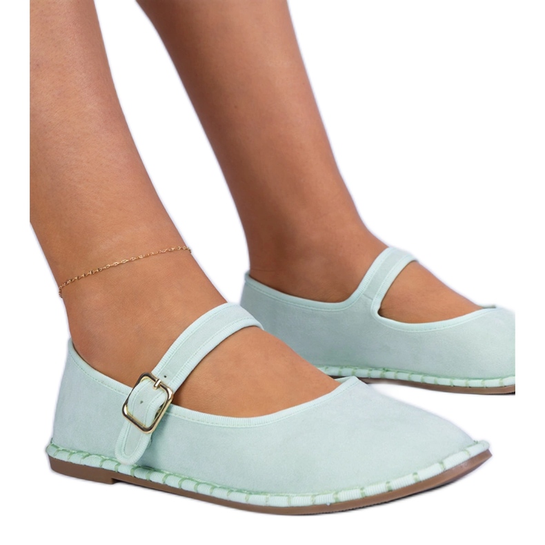 Zelene ženske balerine s kopčom zelena