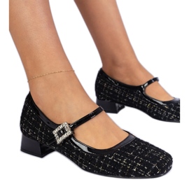 Crne pumpe s materijalnim završetkom s cirkonima crna