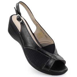 Evento Ženske sandale na klinovima udobno crni događaj 8863 crna