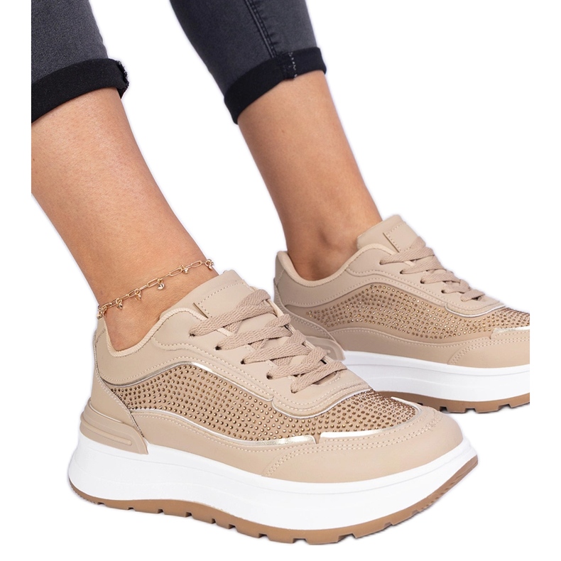 Smeđe ženske tenisice s cirkonima smeđa