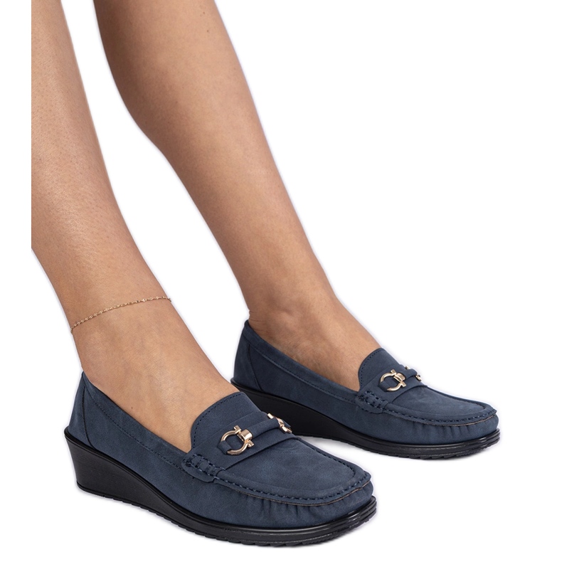 Ženski klinovi mornarice s mat finišom plava