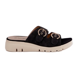 Lagani ženski klinovi s crnim kopčama crna