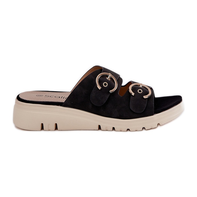 Lagani ženski klinovi s crnim kopčama crno