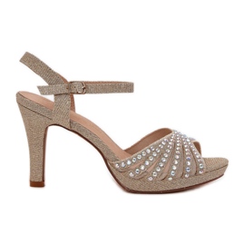 Sandale na pin s ukrasom i sjajem D&amp;A MR1038-33 zlato zlatni