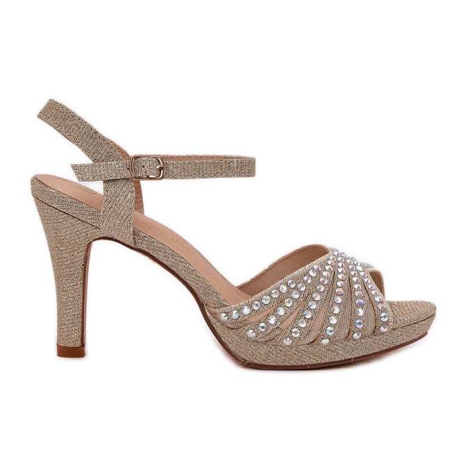 Sandale na pin s ukrasom i sjajem D&amp;A MR1038-33 zlato zlatna