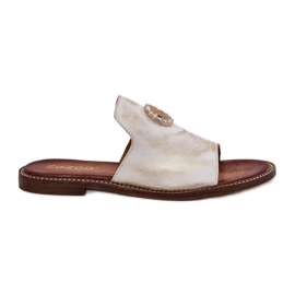 Elegantne kožne ženske flip jastuke sa Zloty, obrisanim Zazoo 3008 zlatni