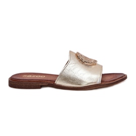 ZAZOO 2938 Flat -heeled kožni kožni jastuci sa zlatnim ukrasom