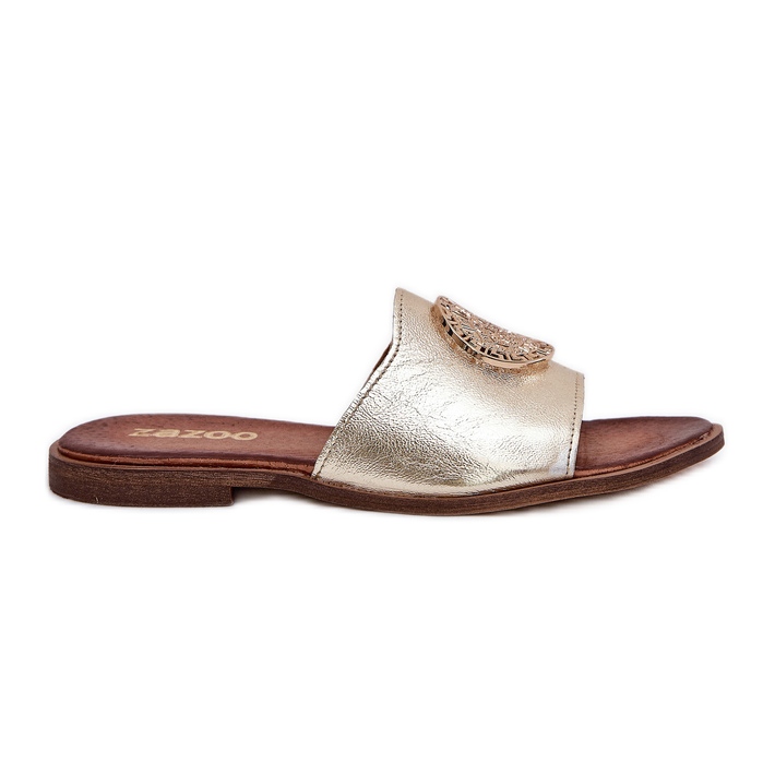 ZAZOO 2938 Flat -heeled kožni kožni jastuci sa zlatnim ukrasom zlatna