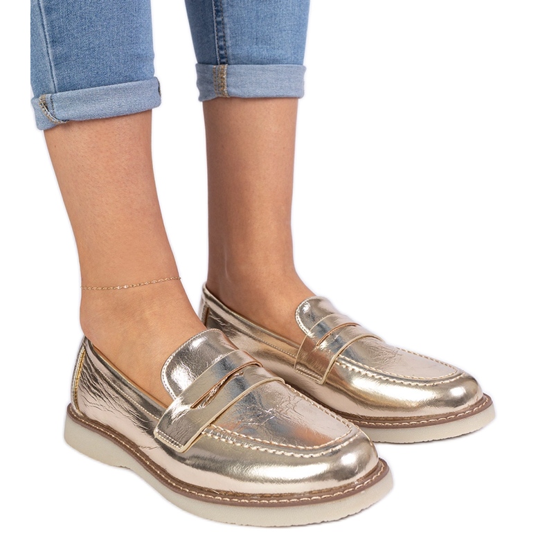 Golden Classic Women Loafers zlatna