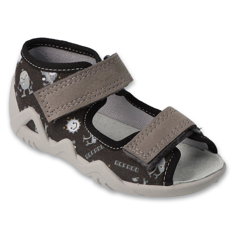 Dječje papuče Befado 350p054 kožni uložak crni umetak crno